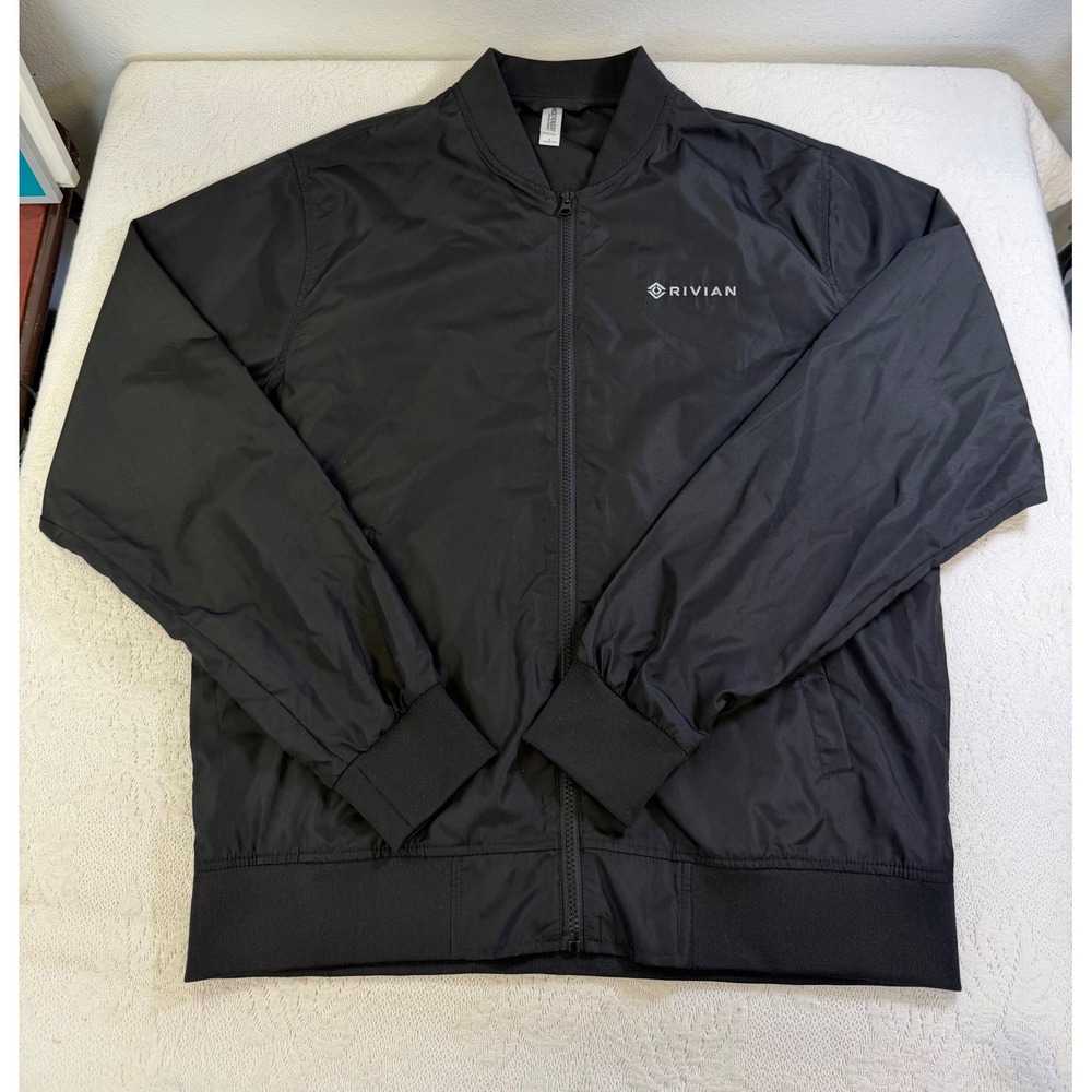 Rivian Independent Trading Co Black Bomber Jacket Windbreaker Mens L EXP52BMRC